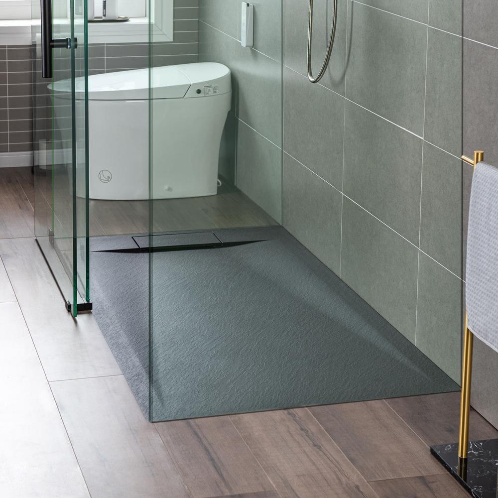 47.25" W x 35.4" D Solid Surface Rectangular Shower Base, Non-Slip, Low-Profile, Curbless, Wheelchair Accessible