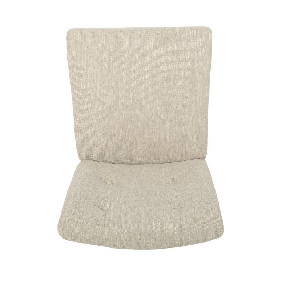 Noble House Darke Fabric Button Tufted Counter Stools, Set of 2, Beige and Weathered Brown