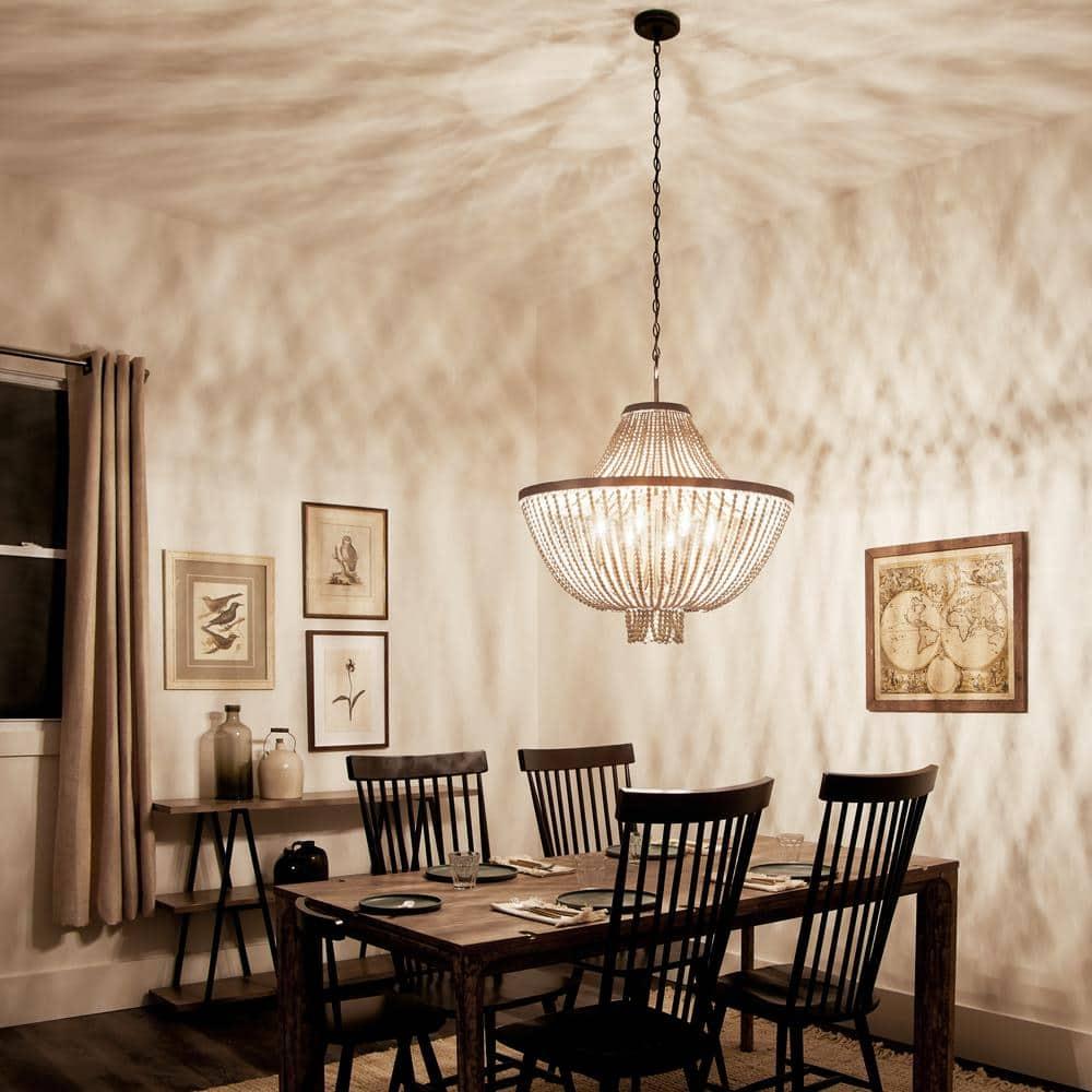 Farmhouse Eight Light Chandelier in Distressed Black Finish Bailey Street Home 147-Bel-2279194