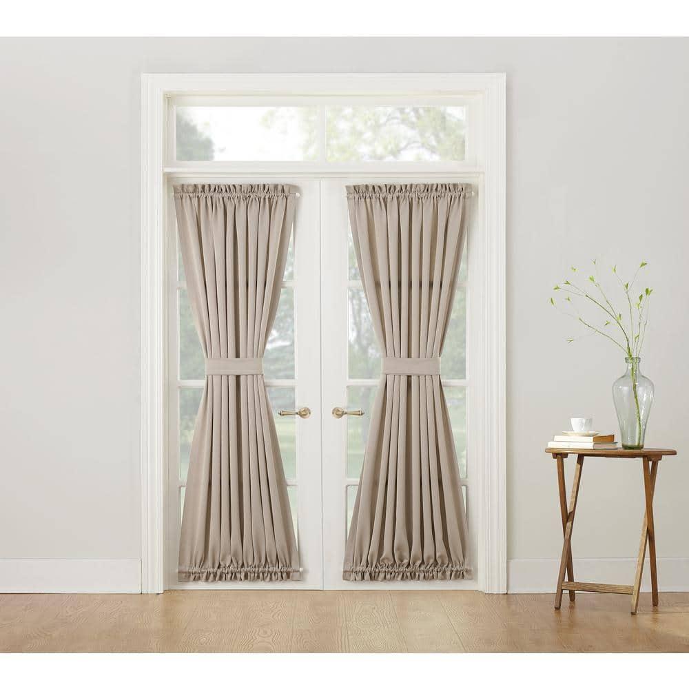 54"x72" Sun Zero Room Darkening Seymour Rod Pocket Door Curtain Panel Stone: Energy Efficient, Noise Reduction, Thermal Insulated