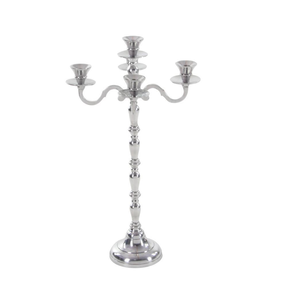 DecMode 5 Holder Silver Aluminum Metal Candelabra