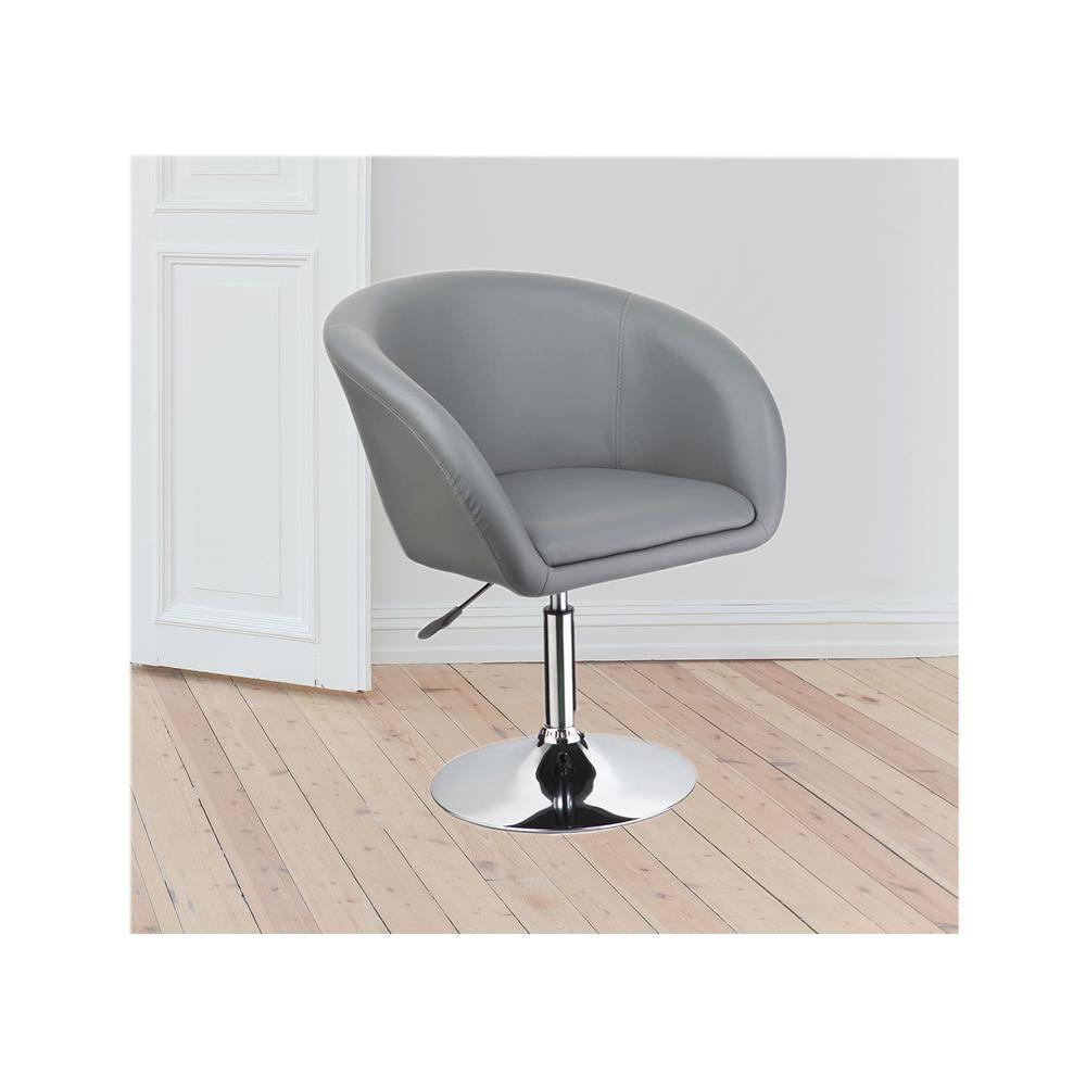 Silla de Centro Giratoria Ajustable de Piel Sintética, Gris
