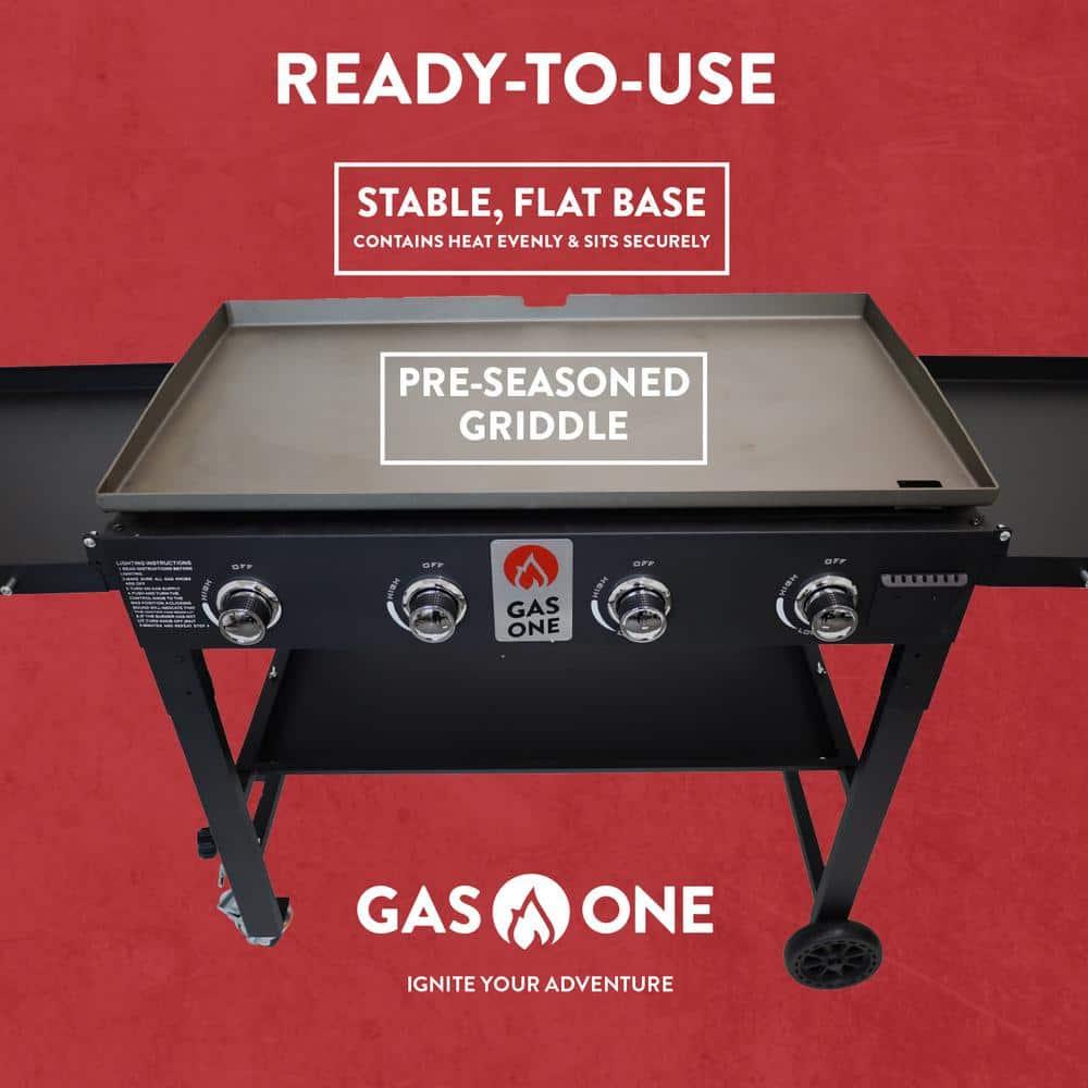 Flat Top Portable Propane Grill 36 in. with Foldable Legs in Black