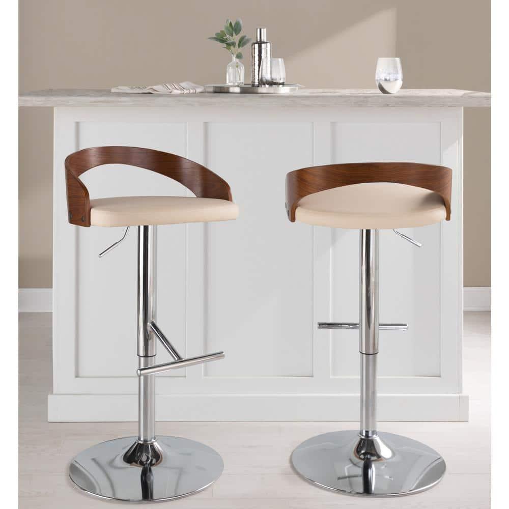 Grotto Swivel Upholstered Adjustable Height Counter Stool with Metal Frame (Set of 2)