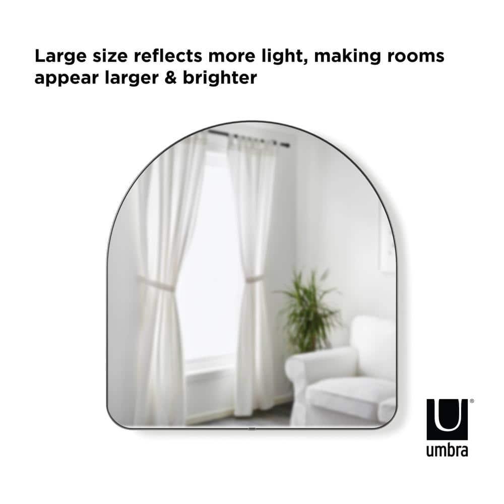 34" x 36" Hubba Arched Mirror Metallic Titanium - Umbra: Modern Oval Wall Mount, No Assembly, Steel Frame