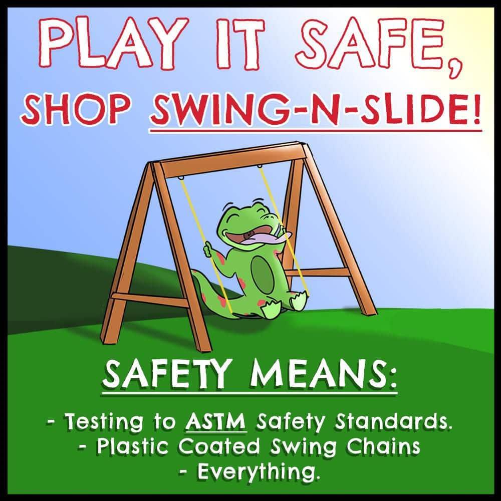 Swing-N-Slide Knightsbridge Wooden Backyard Swing Set with Alpine Wave Slide, Glider Swing, and Rock Climbing Wall
