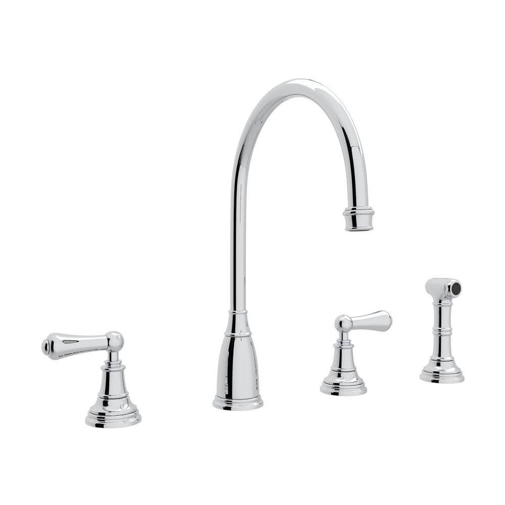 Georgian Era Two Handle Kitchen Faucet With Side Spray