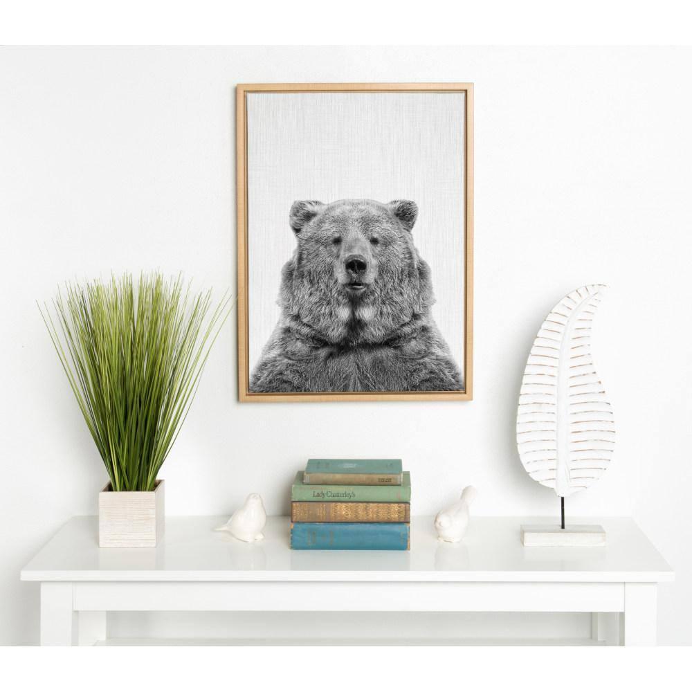 18" x 24" Sylvie Bear Framed Canvas by Simon Te Tai Natural - Kate and Laurel