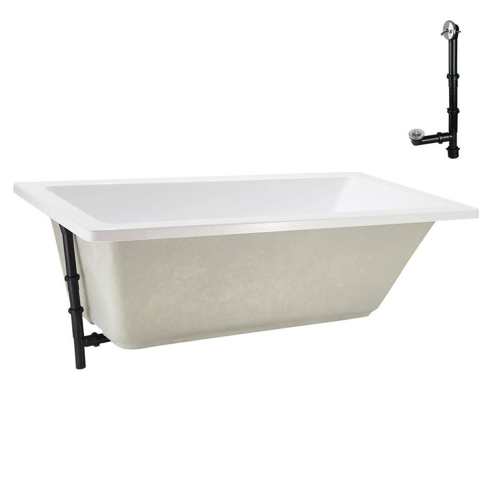 60" x 32" Acrylic Soaking Drop-In Bathtub, Drain Included