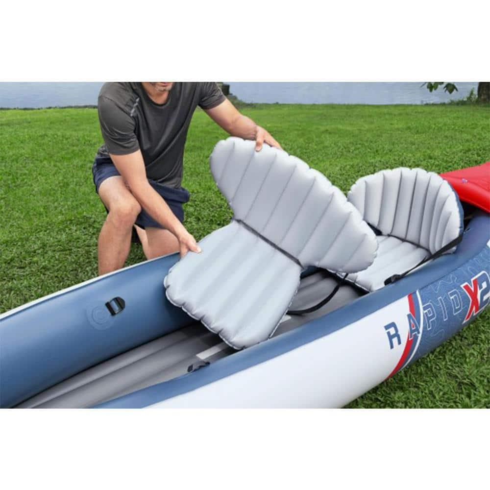 Bestway Hydro-Force Rapid X2 Inflatable 2 Person Kayak Outdoor Lake and River Water Sport Set with 2 Paddles, Hand Pump, and 2 Removable Fins