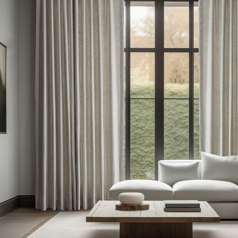 Exclusive Fabrics  French Linen Room Darkening Curtains Panel - Elegant luxurious Drapes (1 Panel) Fresh Khaki 50 X 96 96 Inches