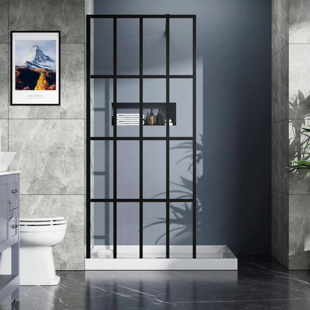 LIYU Goodyo 34" X 72" Shower Door Walk-in Black Finish LIYU-XX-W122346711