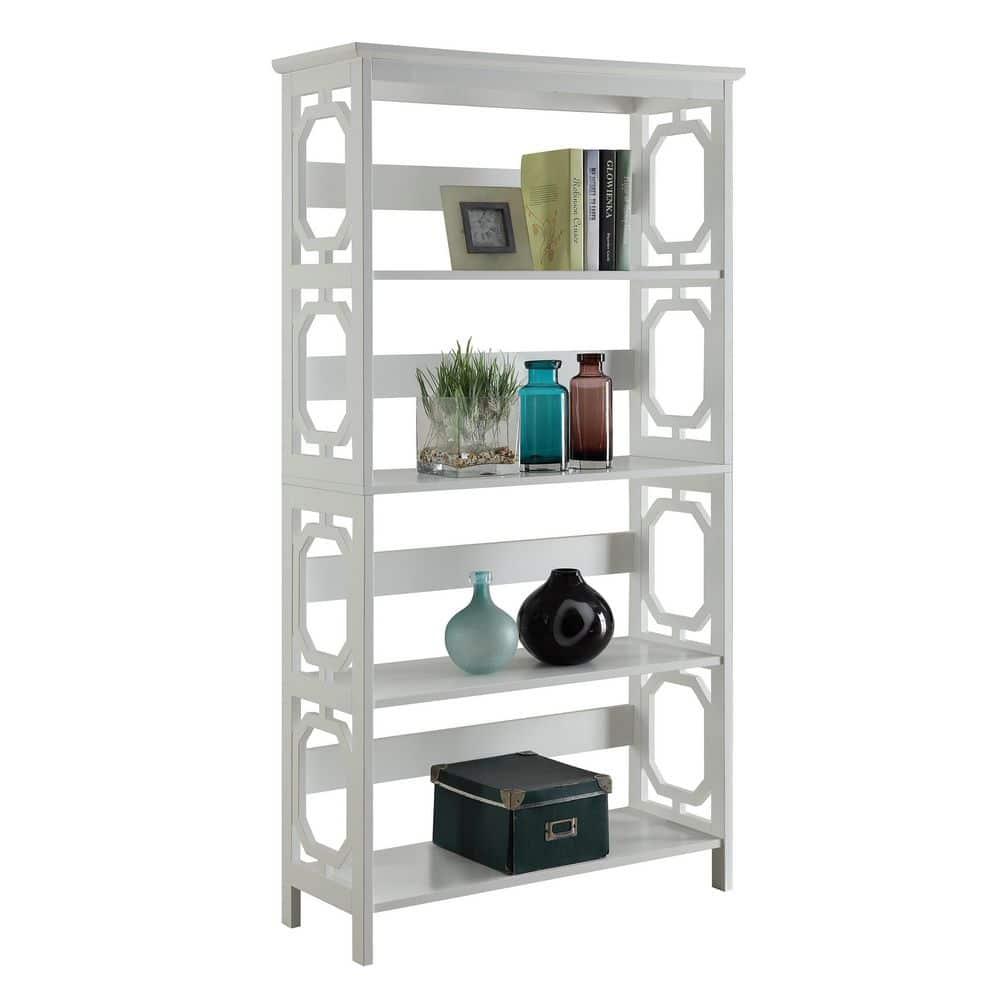 Convenience Concepts Omega Four-Shelf Bookcase in White Wood Finish
