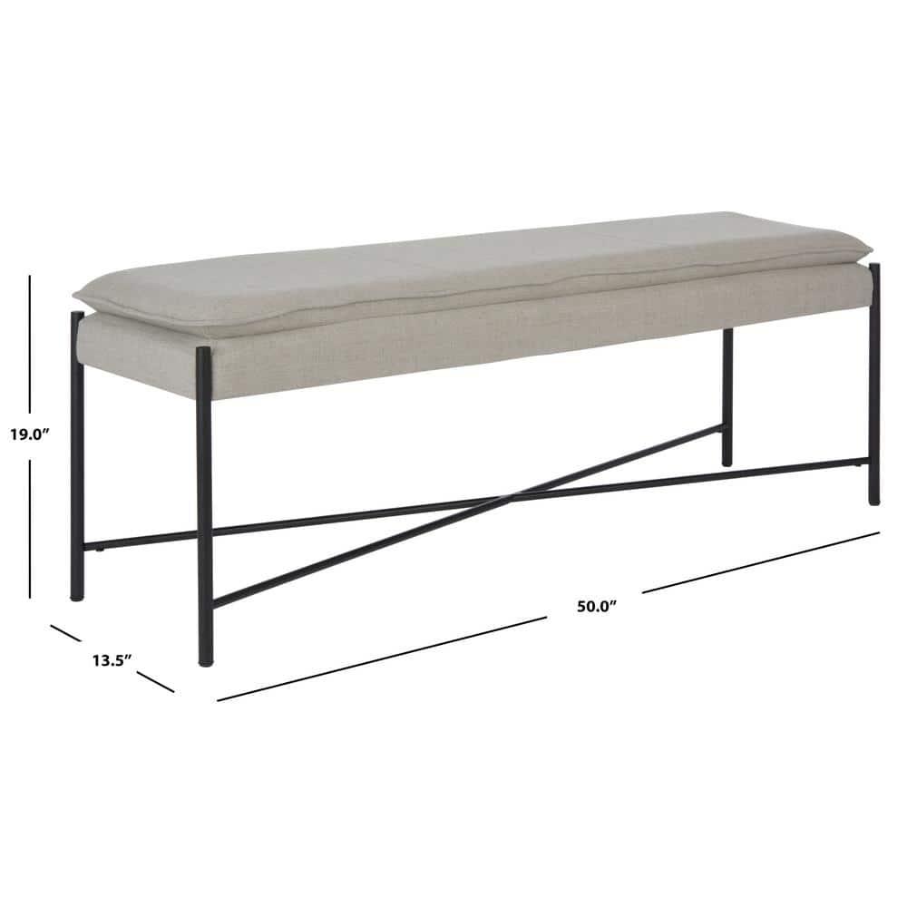 Kara Cushioned X Bench - Light Grey Linen/Black - Safavieh