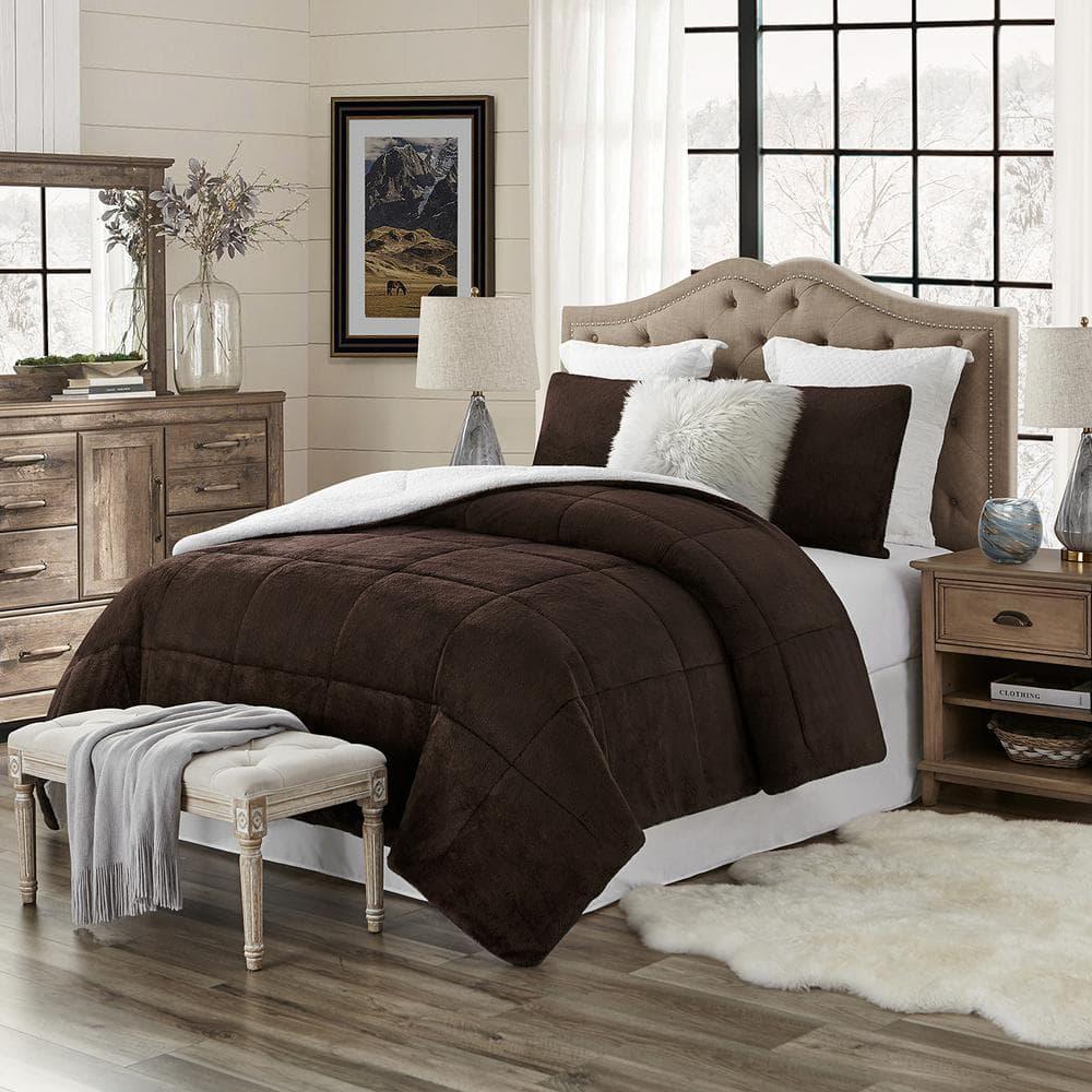 Swift Home Ultra Plush Reversible Faux Fur and Sherpa 3-Piece Comforter Set