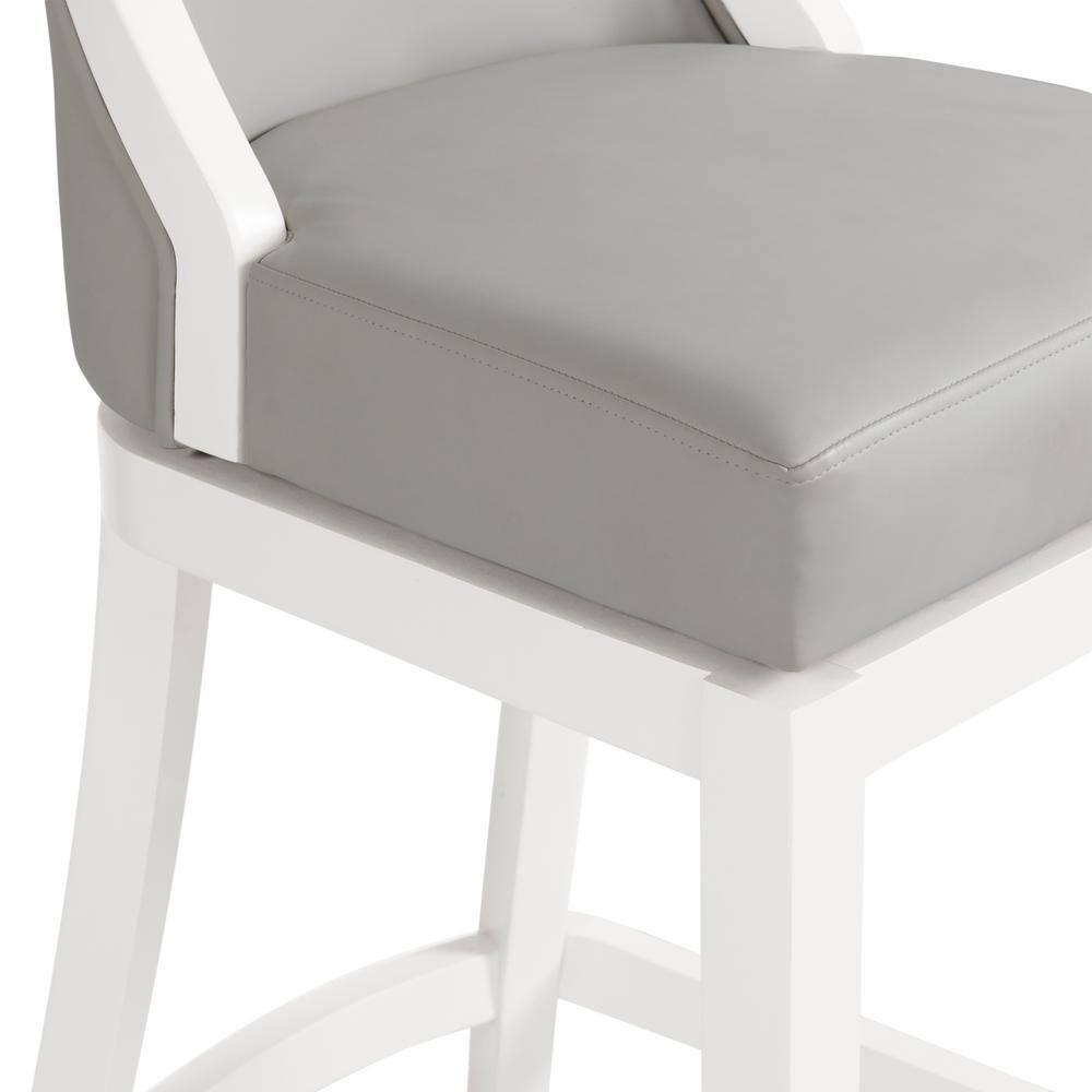 Alaterre Ellie 19" Wide Solid Rubber Wood Frame Linen Fabric Counter Height Swivel Stool With Back