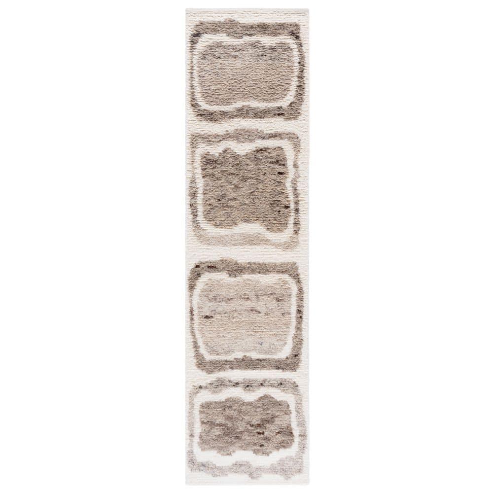 SAFAVIEH Casablanca Rhoda Geometric Wool Runner Rug, Ivory/Brown, 2'3" x 9'