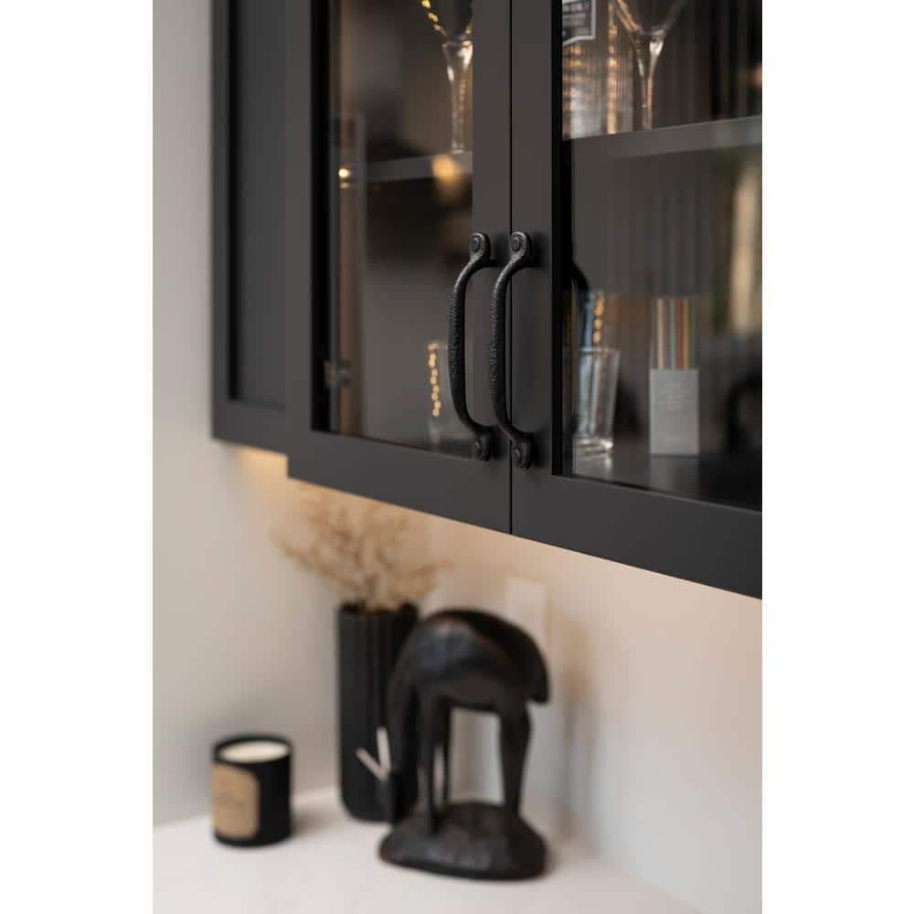Hickory Hardware 1 Pack Solid Core Kitchen Cabinet Pulls, Luxury Cabinet Handles, Hardware for Doors & Dresser Drawers, 8-13/16 Inch (224mm) Hole Center, Black Iron, Refined Rustic Collection