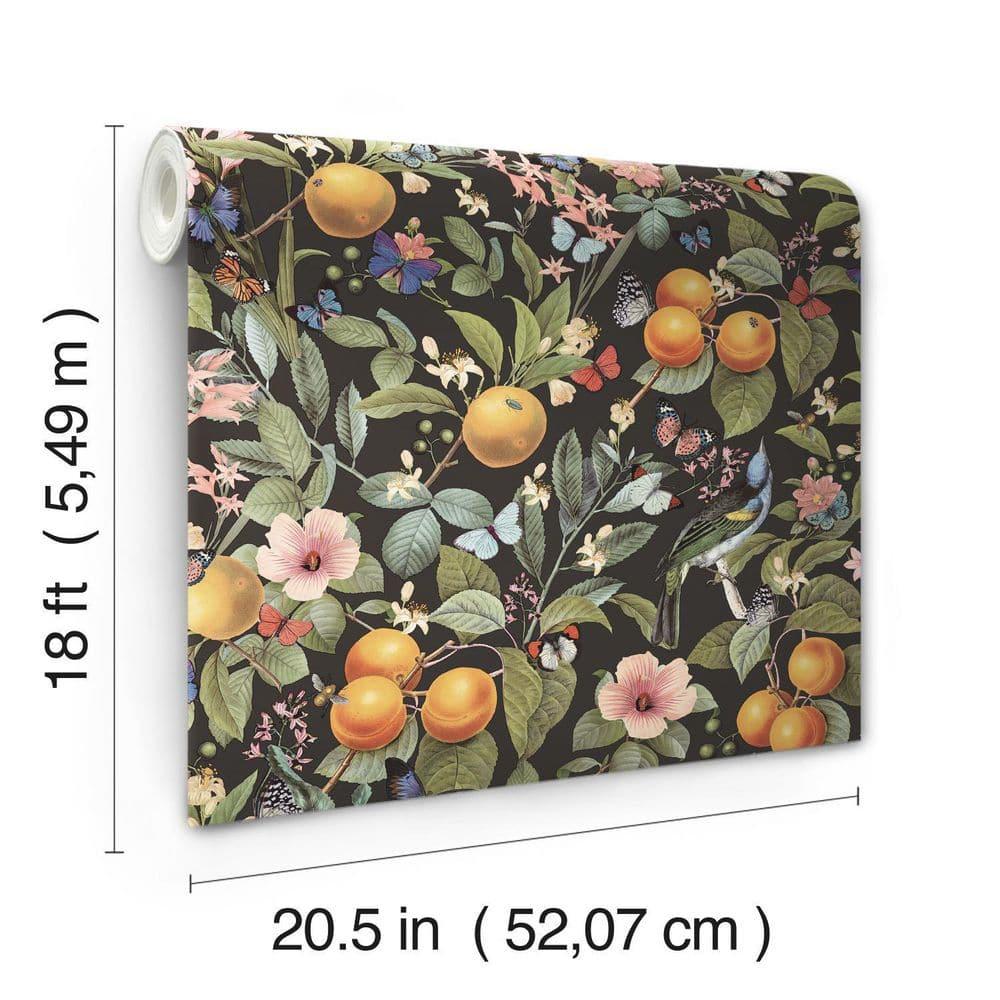 RoomMates Citrus Green Peel and Stick Wallpaper: Removable Adhesive Botanical Floral & Fruit Design, Farmhouse Style, 30.75 Sq Ft Coverage