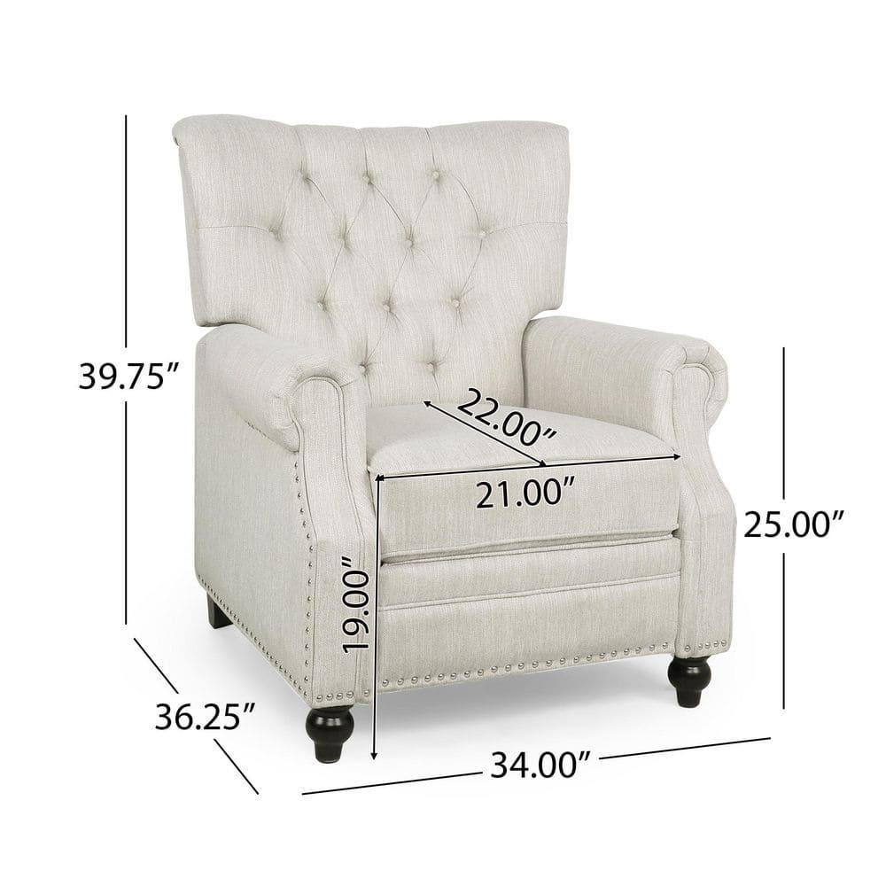Noble House Torrens Fabric Tufted Recliner, Beige and Dark Brown