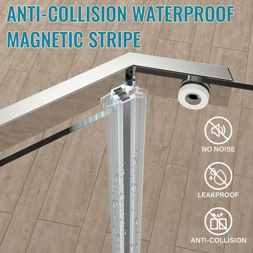 Bossicavelly 36" x 72" Neo-angle Pivot Semi Frameless Corner Shower Enclosure BOPSSD07CH