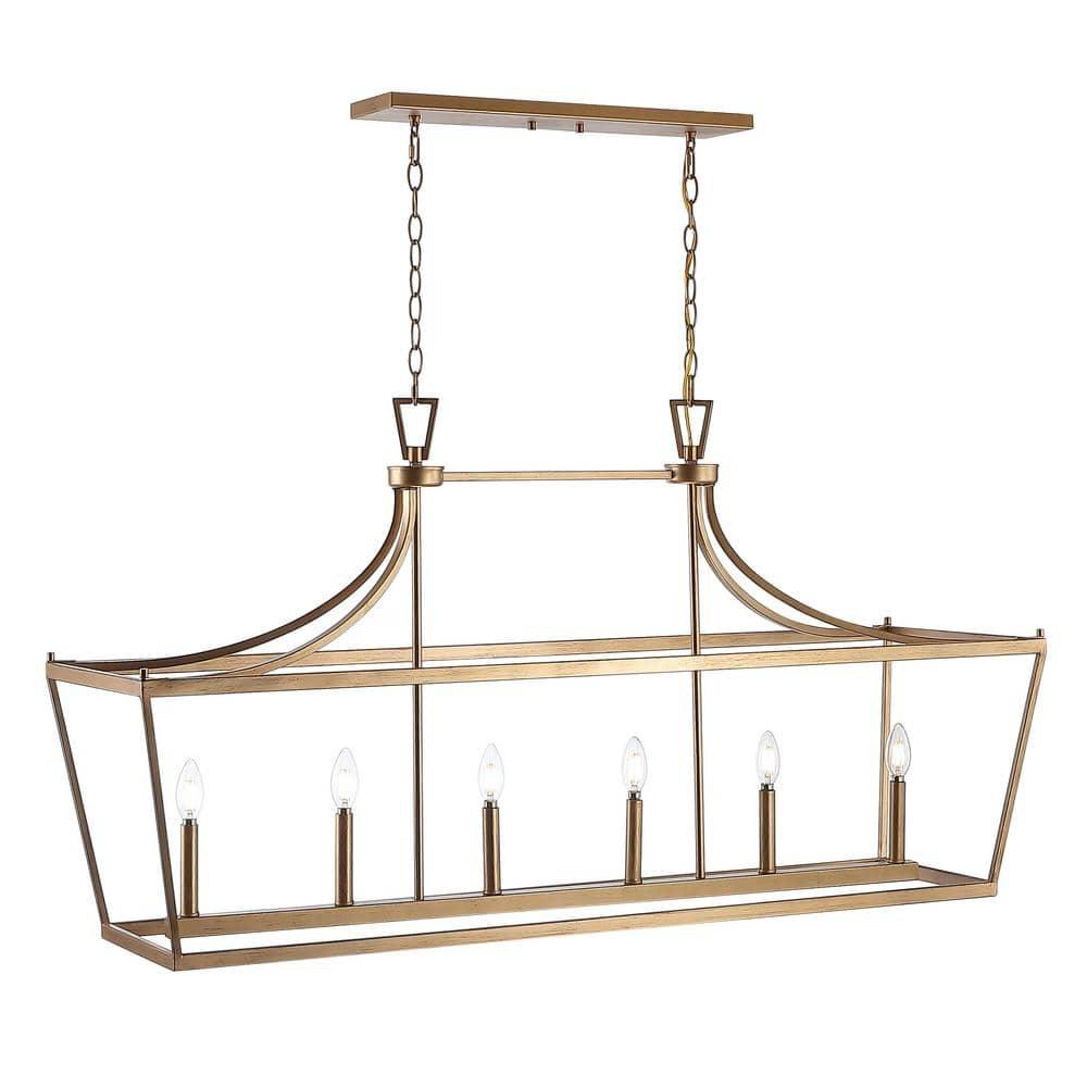 Aroris 6 Light 49" Height Adjustable Pendant - PND4093 - Gold - Safavieh