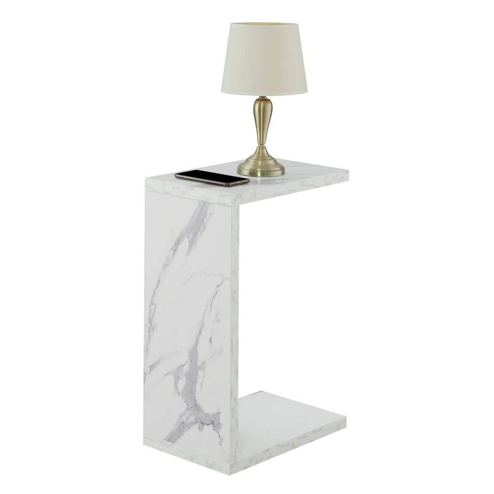Convenience Concepts Northfield Admiral C End Table, White Faux Marble
