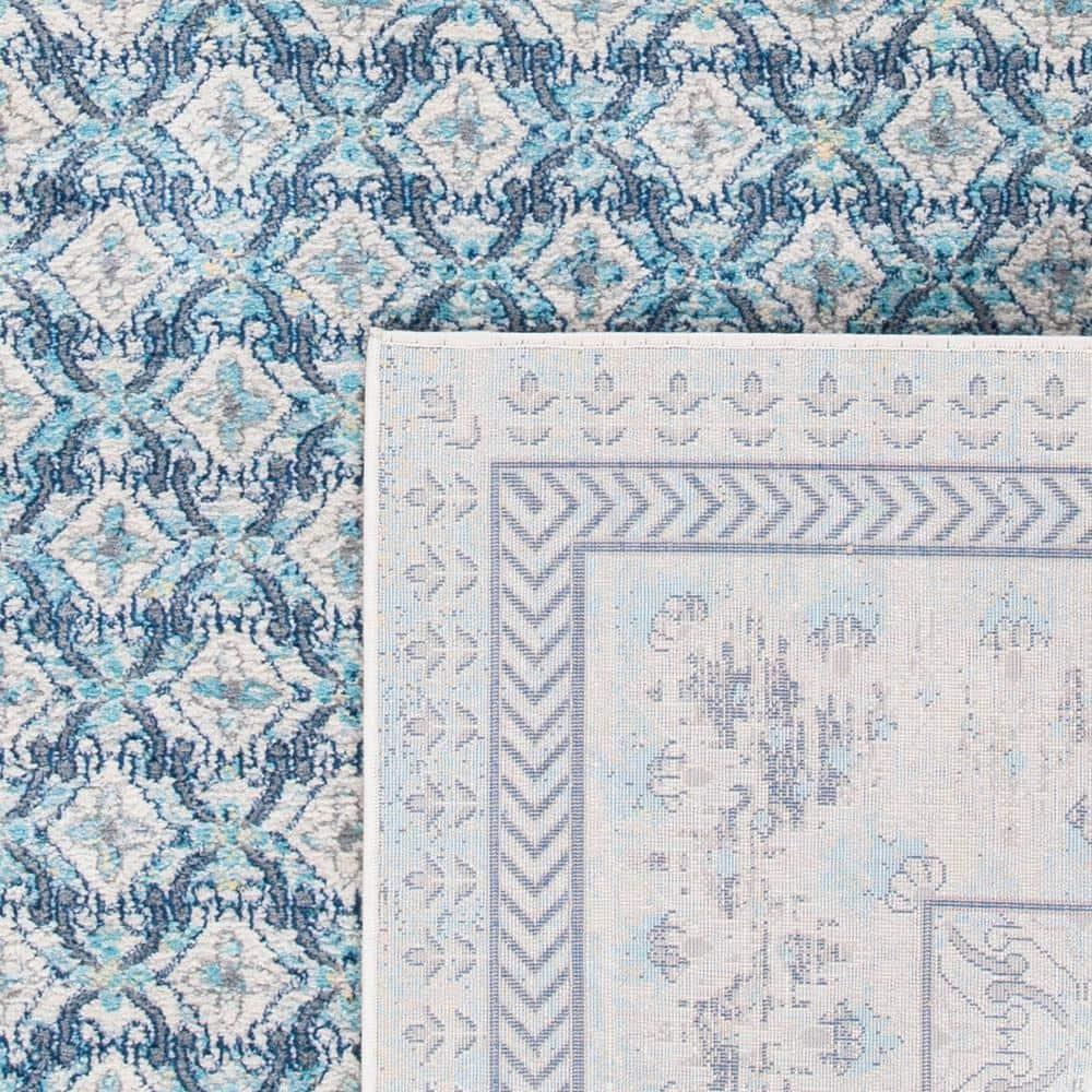 Brentwood BNT899 Power Loomed Indoor Area Rug - Ivory/Aqua - 8'x10' - Safavieh