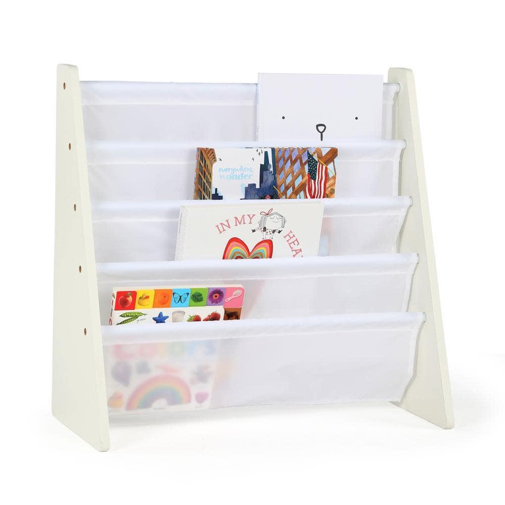 Kids' Book Rack Cambridge Collection White - Humble Crew: Toddler Decorative Bookshelf, 4 Shelves, MDF Material
