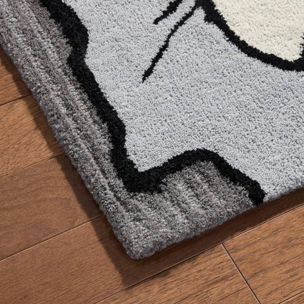 NICOLE MILLER NEW YORK Flora Grandeur Bloom Handcrafted Area Rug, Natural Wool Rug, Bold Floral Rug, Grey, 8'x10'