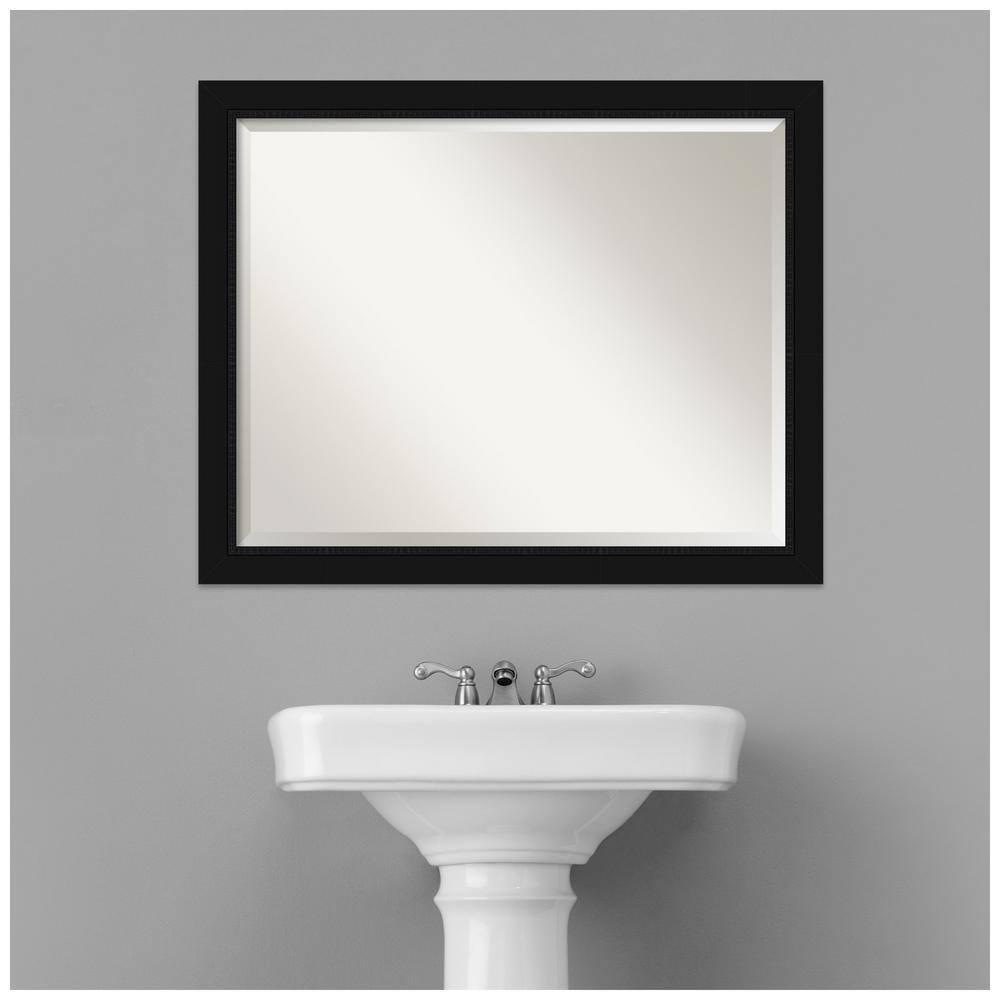 Amanti Art 31" x 25" Avon Framed Bathroom Vanity Wall Mirror Black: Modern Rectangular, Satin Finish, No Assembly Required