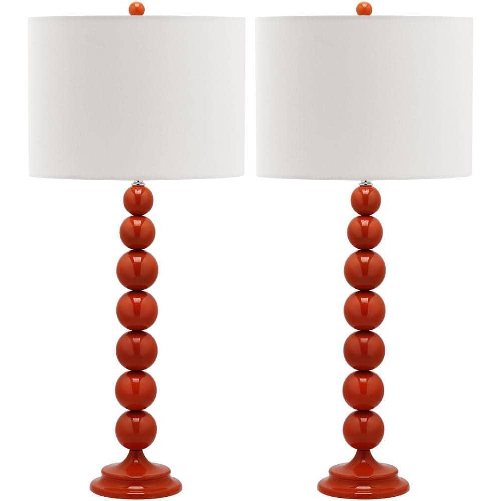 Jenna Stacked Ball Table Lamp (Set of 2) - 31.5 Inch Height - LIT4090 - Orange - Safavieh