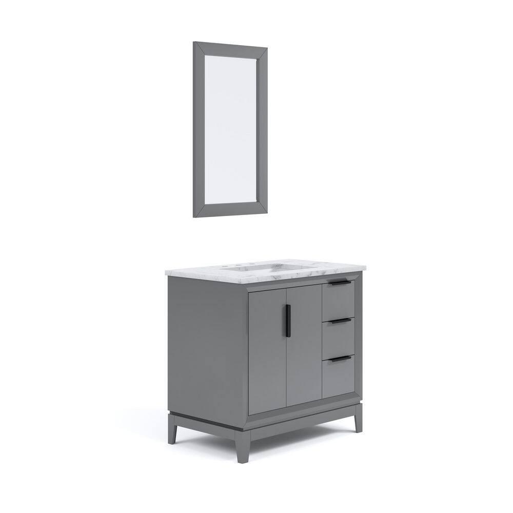 Elizabeth Collection 36 in. Bath Vanity in Cashmere Grey With Vanity Top in Carrara White Marble - With Mirror(s)