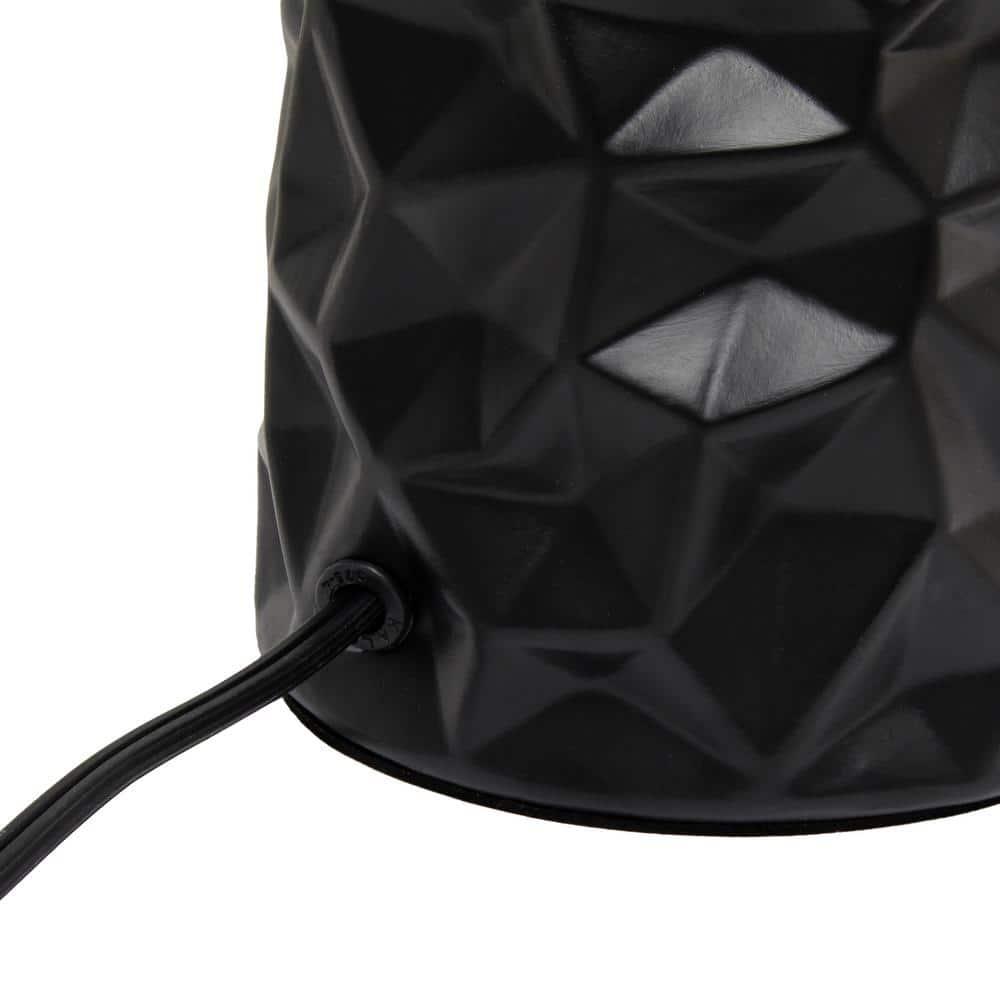 Sculpted Ceramic Table Lamp Black - Simple Designs: Modern Bedside Light, ETL Listed, No Assembly Required