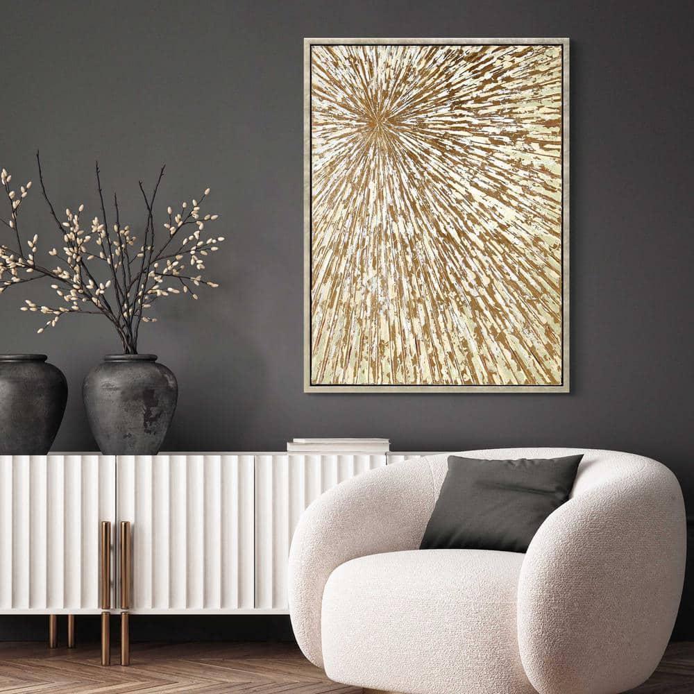 Empire Art Direct Radiant Burst Metallic Hand Painted Framed Canvas Wall Art with Gold Foil