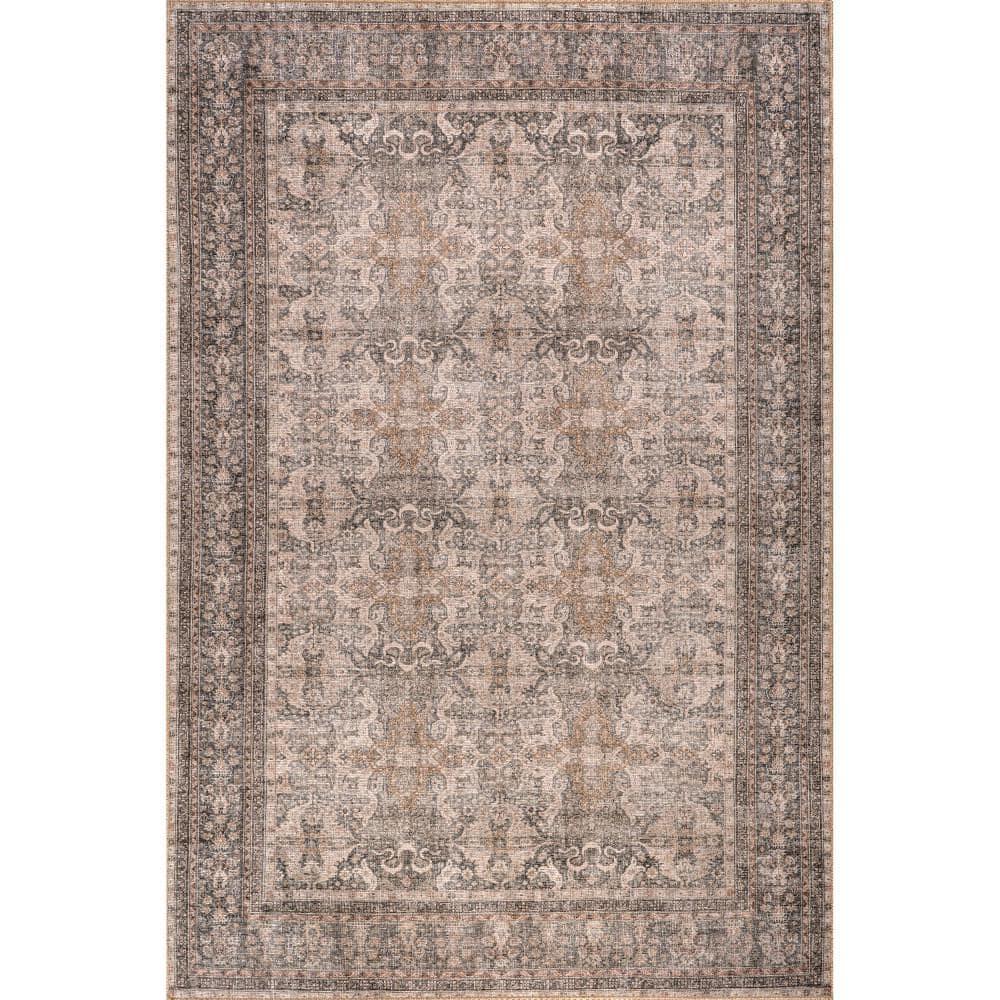 Nuloom Hillstone Collection Else Traditional Vintage Medallion Area Rug, 4' x 6', Beige