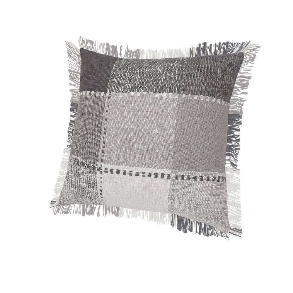 Woven Paths Charles Casual Cabin Fringed Throw Pillow, Patchwork, 20" x 20"