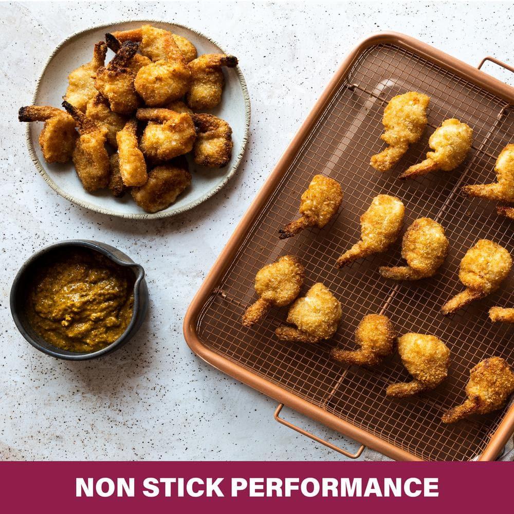 Gotham Steel Large Nonstick Air Fryer Tray for Oven with Recipe Book - 13.4" x 11.4"