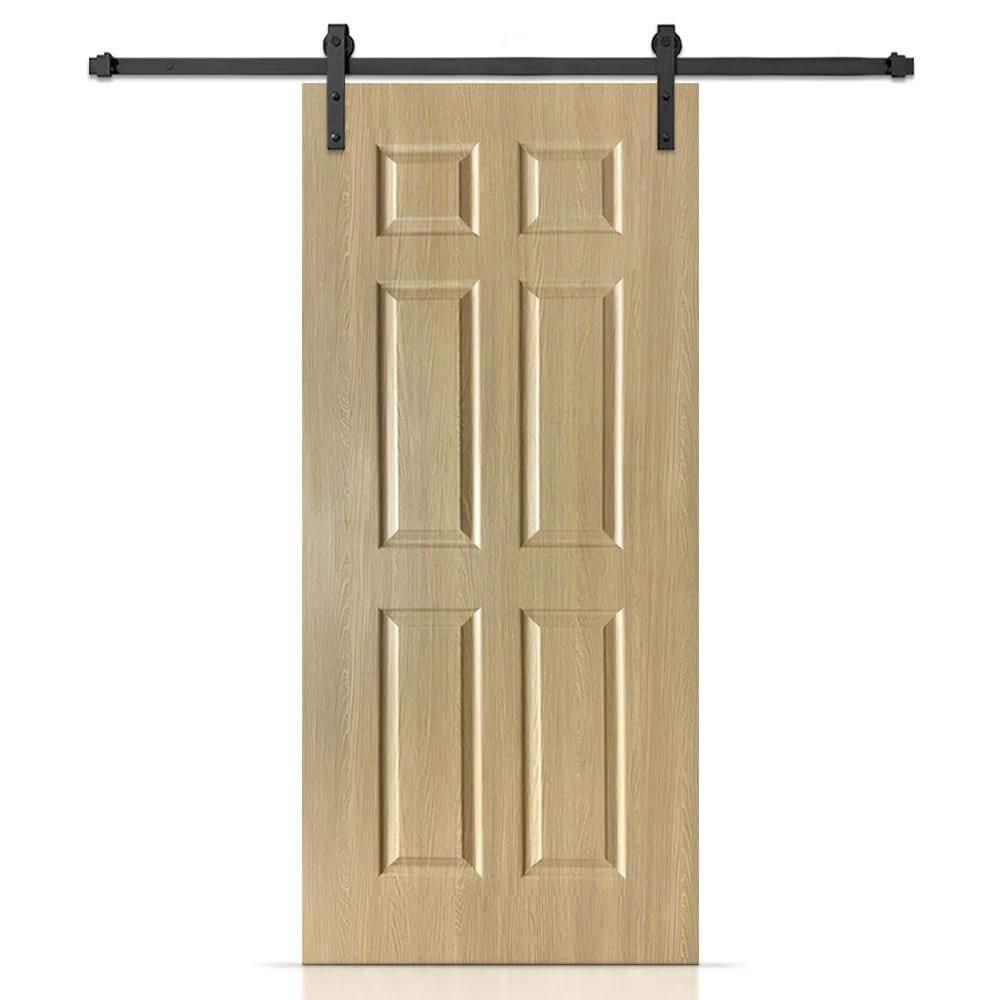 Calhome Hollow Core Oak Finished PVC Composite Interior Sliding Barn Door with Hardware Kit