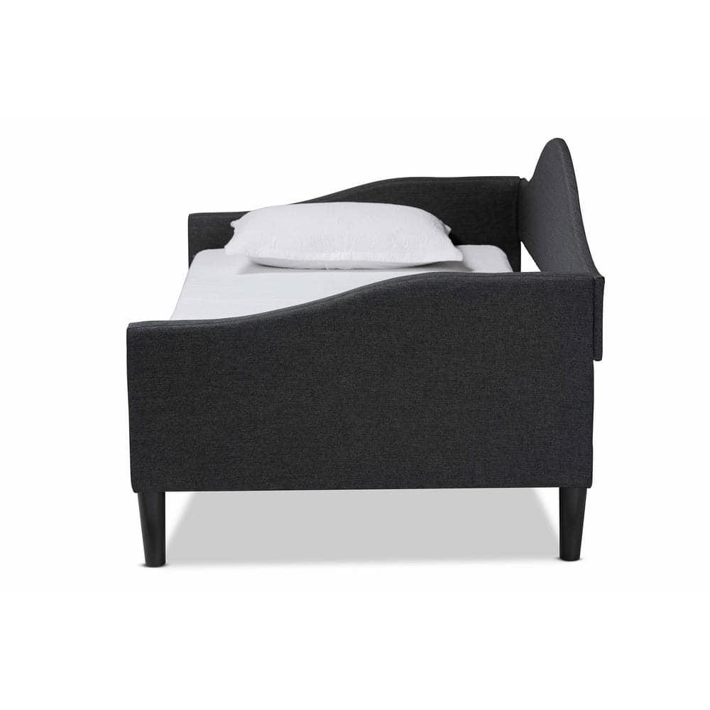 Full Milligan Upholstered Wood Daybed Charcoal/Dark Brown - Baxton Studio: Elegant Bedroom Furniture, No Trundle