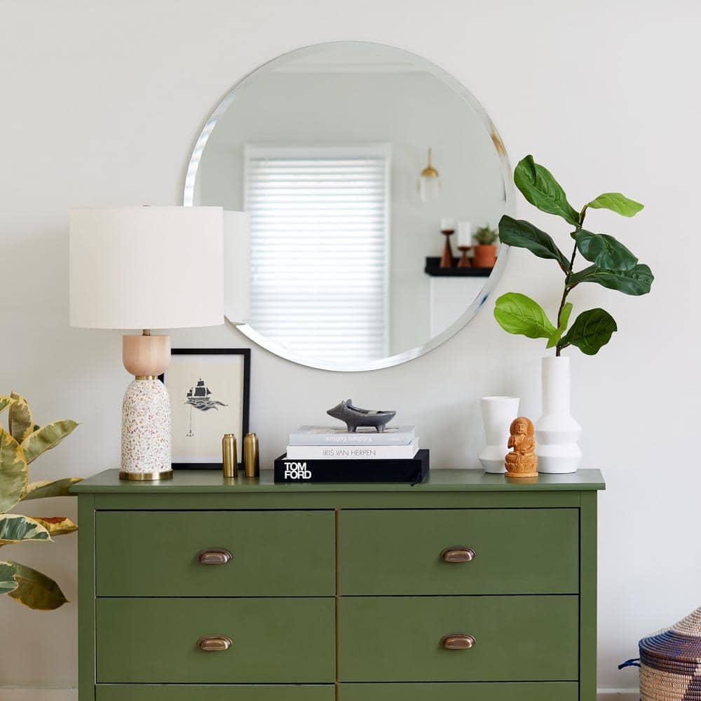 Better Bevel Frameless Round Mirror, 36" Diameter Circle Bathroom Wall Mirror w/Beveled Edge