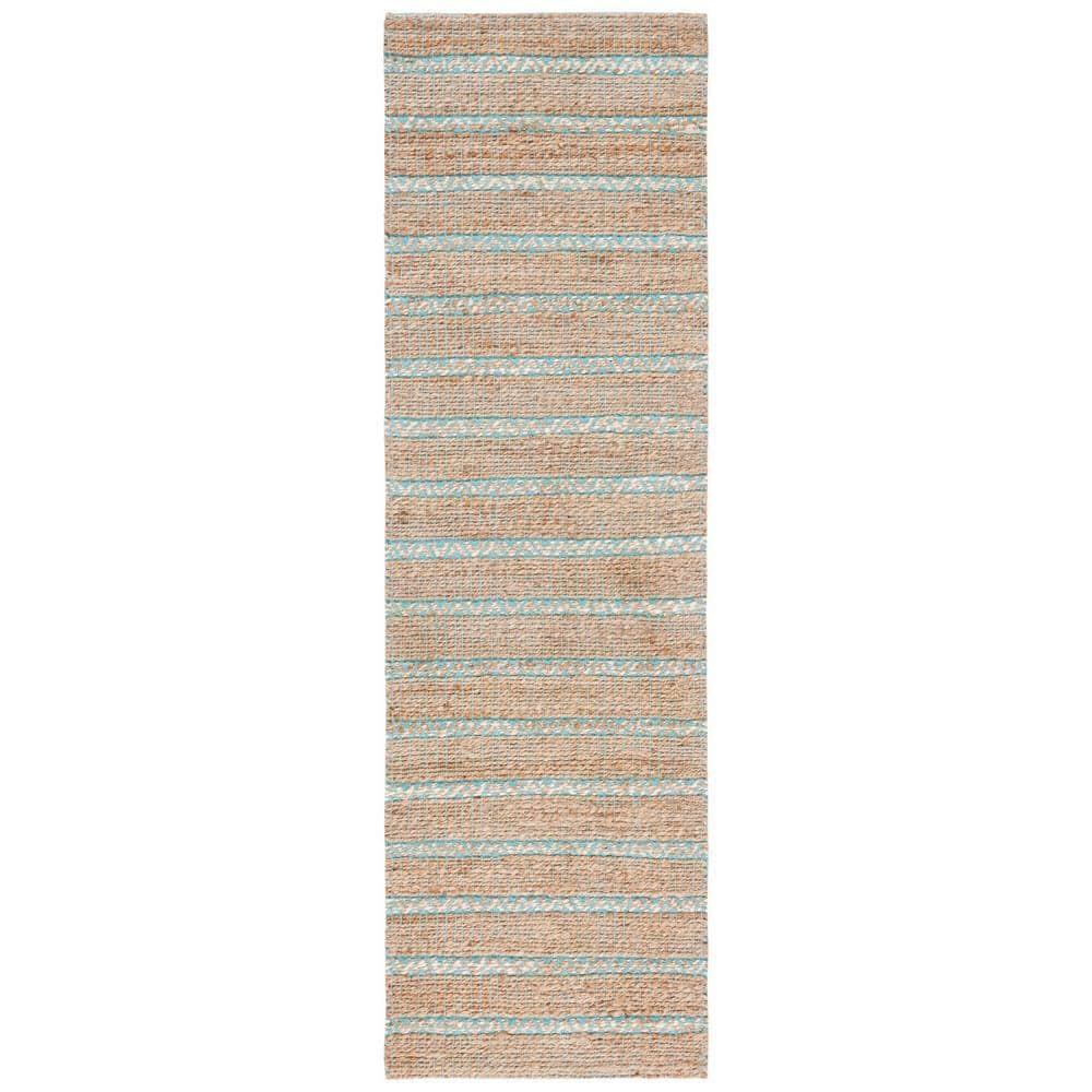 Natural Fiber NFB655 Power Loomed Runner Rug - Teal/Natural - 2'3"x8' - Safavieh.