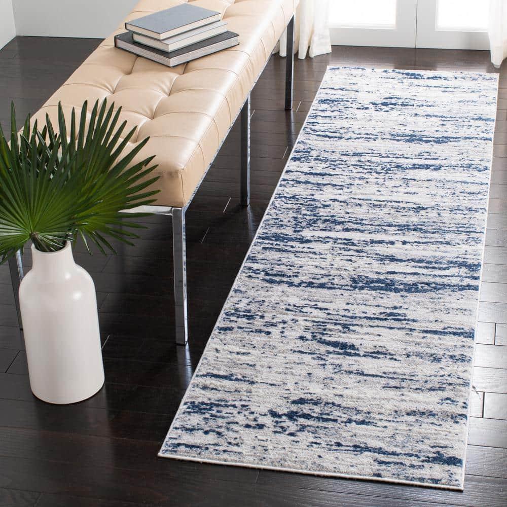Amelia ALA768 Power Loomed Runner Rug - Grey/Navy - 2'2"x10' - Safavieh.