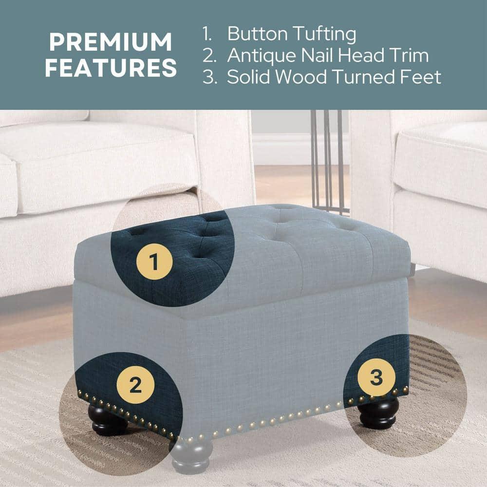 Convenience Concepts Designs4Comfort 5th Avenue Storage Ottoman, Dark Blue Fabric