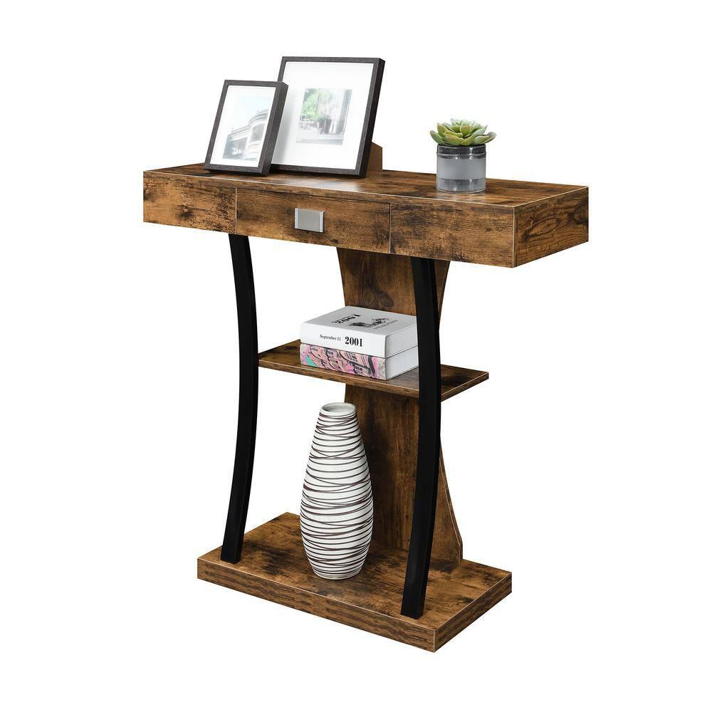 Convenience Concepts Newport 1 Drawer Harri Console Table with Shelves, Multiple Finishes