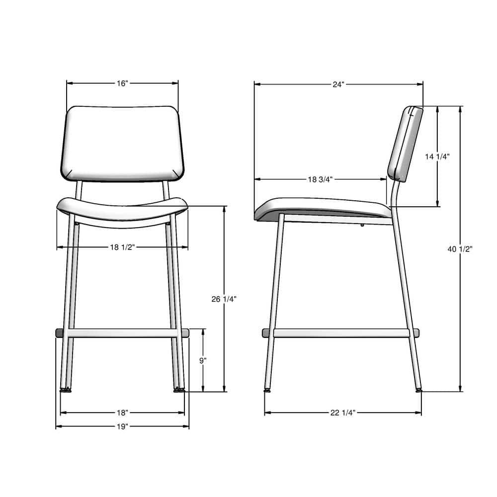Amisco Sullivan 26 In. Counter Stool - Cream Faux Leather / Black Metal