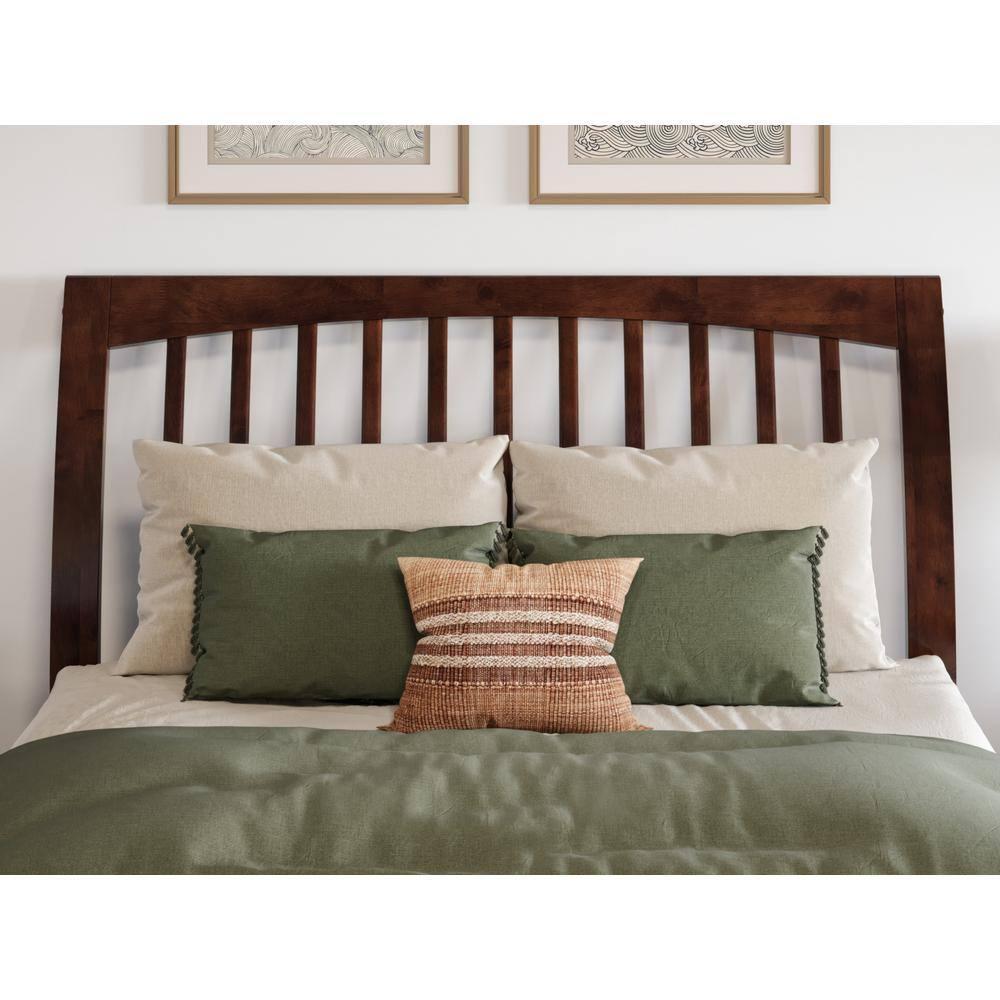 Solid Wood Slat Headboard - Sleigh Design Bed Frame - Walnut Finish - Full, Queen, King Sizes
