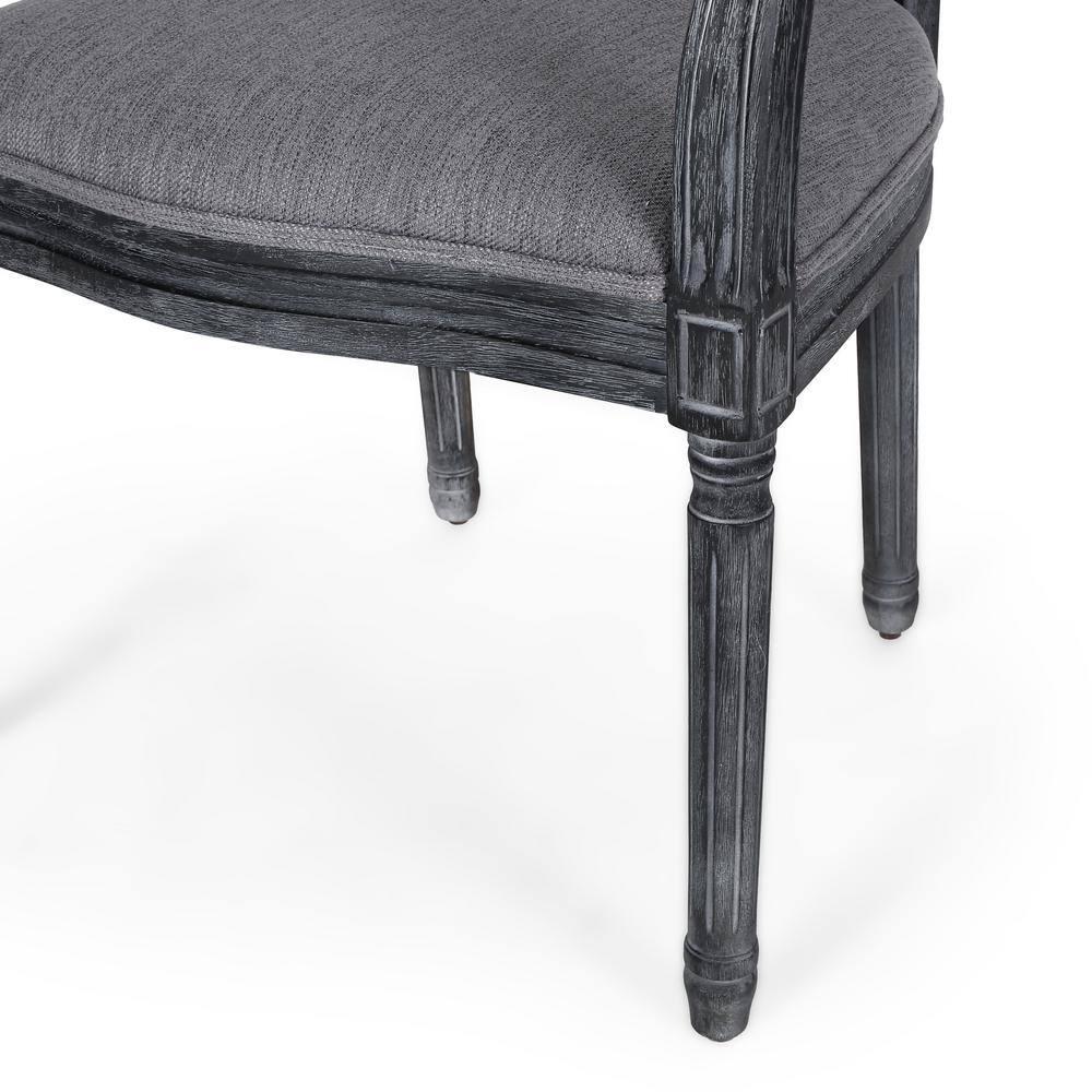Noble House Huller French Fabric Dining Chair, Set of 2, Gray