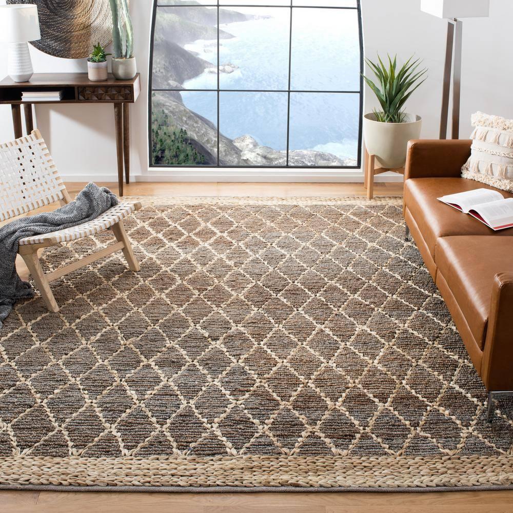 Natural Fiber NF951 Hand Loomed Indoor Area Rug - Natural/Grey - 6'x6' - Safavieh