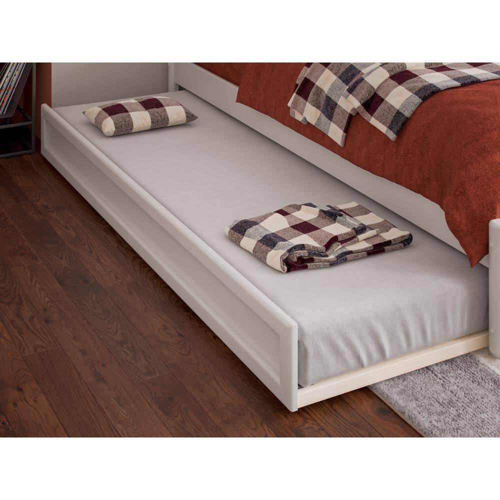 AFI Furnishings AFI Barcelona Full Solid Wood Panel Platform Bed with Twin Trundle in White